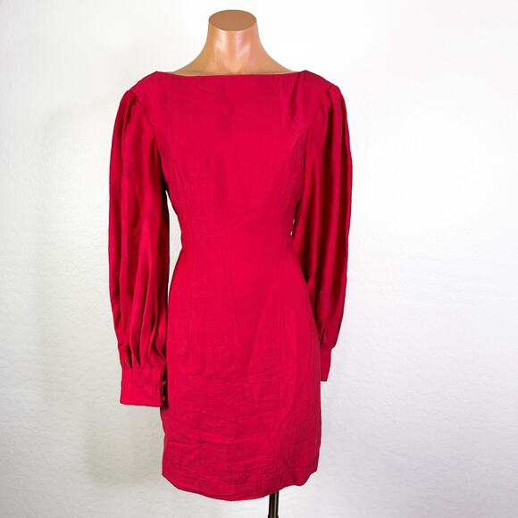 Trina Turk Hiya Bishop Long Sleeve Mini Shift Dress Dragon Fruit Pink Sz 4 NWT - Picture 12 of 12